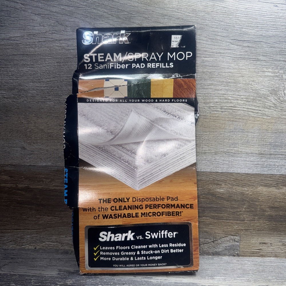 12 PACK Shark Steam Spray Mop SaniFiber Pad Refills for Wood & Hard Floors, Open